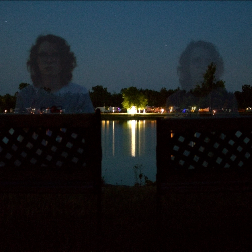 Exposure stack of a person sitting in two locations